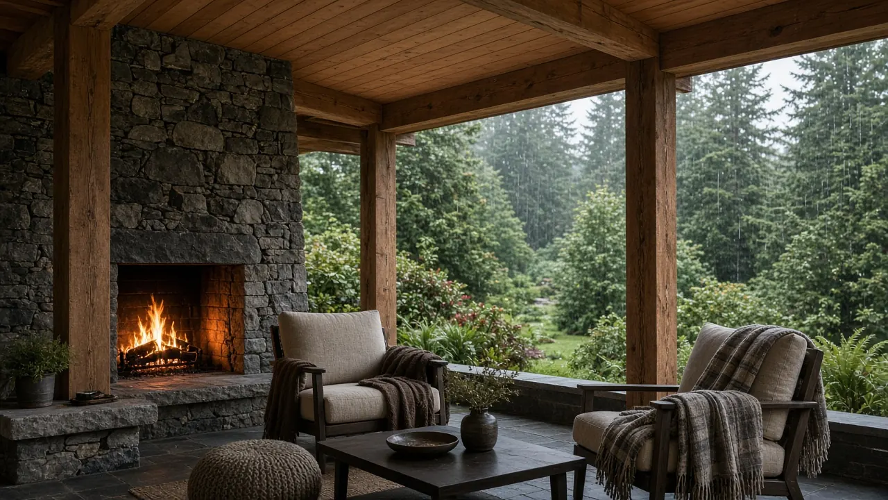 Design concept: Covered porch with fireplace