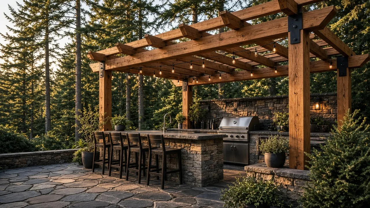 Design concept: Pergola over an outdoor kitchen